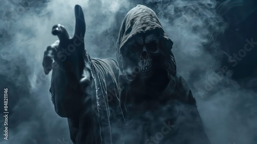 A Skull Grim Reaper Reaching Forward. Generative AI