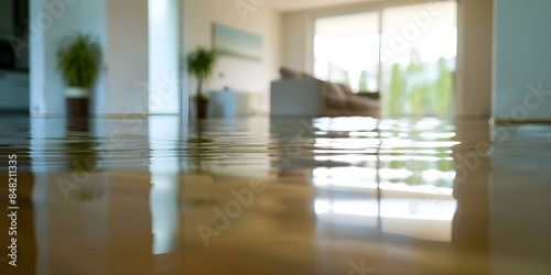 House interior flooded seeking home insurance coverage for living room damage. Concept Home Insurance, Flooded Living Room, Property Damage, Claims Process, Coverage Options © Ян Заболотний