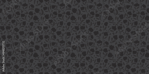Botanical illustration background. Seamless pattern.Vector. 有機的なイラストパターン