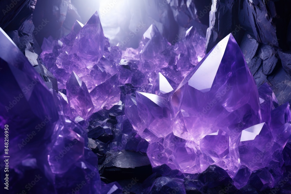Close-up view of beautiful colorful natural crystal stone in a cave. Close-up view of beautiful colorful natural crystal stone in a cave.