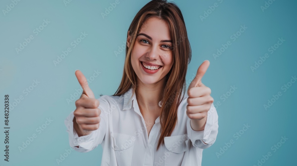 The woman giving thumbs up The woman giving thumbs up