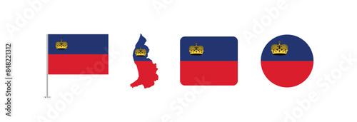 Vector Liechtenstein flag. Set of Liechtenstein Flags Collection. 
