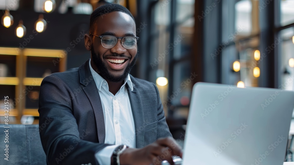 african american businessman working on laptop african american businessman working on laptop