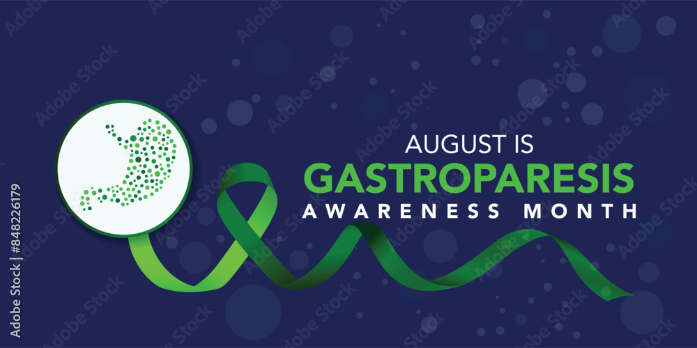 Gastroparesis awareness month is observed every year in august. Low poly style design. Geometric background. Vector template for banner. Isolated vector illustration.
