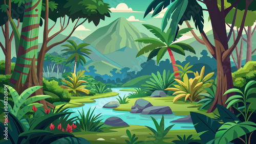 lush jungle vector illustration