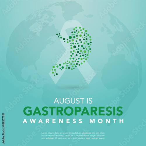 Gastroparesis awareness month is observed every year in august. Low poly style design. Geometric background. Vector template for banner. Isolated vector illustration.

