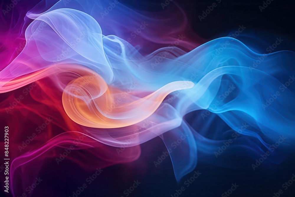Abstract smoke swirls in various colors, close up, ephemeral beauty, whimsical, composite, dark studio backdrop Abstract smoke swirls in various colors, close up, ephemeral beauty, whimsical, composite, dark studio backdrop