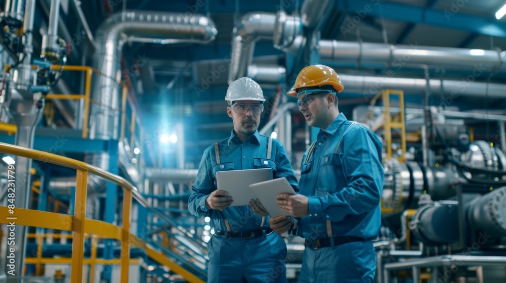 The two engineers discussing project. The two engineers discussing project.