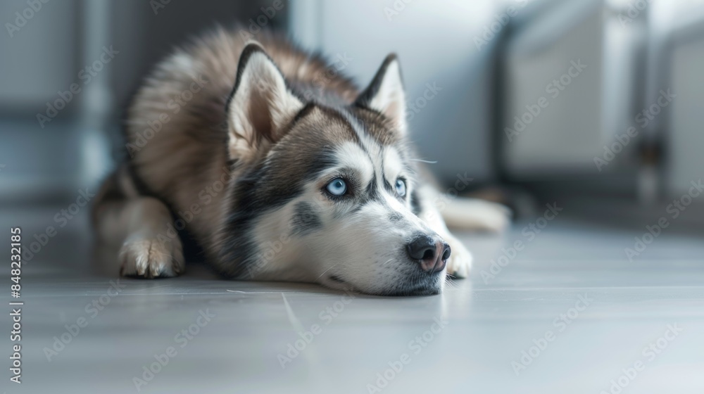 Portrait of a bored Husky dog over plain background Portrait of a bored Husky dog over plain background