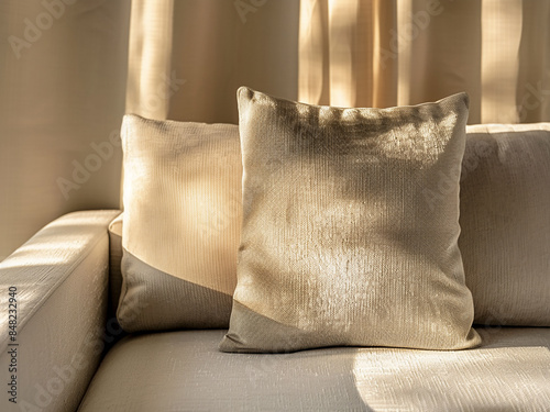 Modern living room detail captures the essence of comfort with a cushioned sofa