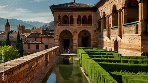 Gardens and Architecture of the Alhambra Palace in Granada, Spain