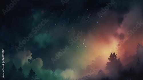 A dreamy and whimsical background reminiscent of a watercolor painting.