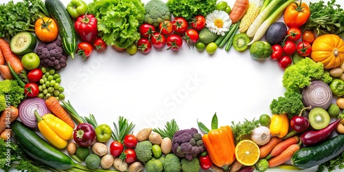 Symbol of healthy fresh food and health, fresh, organic, nutritious, vegetables, fruits, salad
