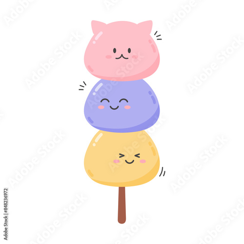 Funny kawaii Japan tradition sweet mochi dango