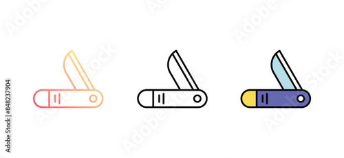 Pocket Knife icon design with white background stock illustration