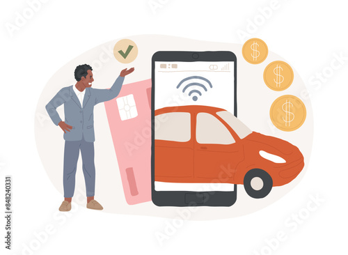 In vehicle payments isolated concept vector illustration. © Vector Juice