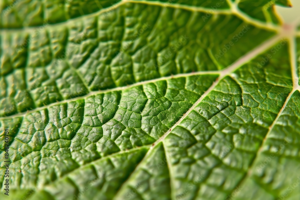 Detailed close up of intricate vein patterns on a vibrant green leaf in high magnification Detailed close up of intricate vein patterns on a vibrant green leaf in high magnification
