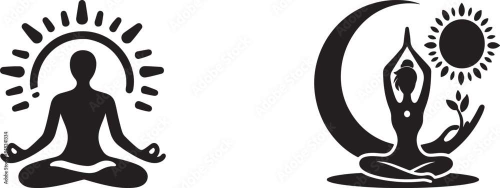 yoga Logo icon silhouette vector art illustration yoga Logo icon silhouette vector art illustration