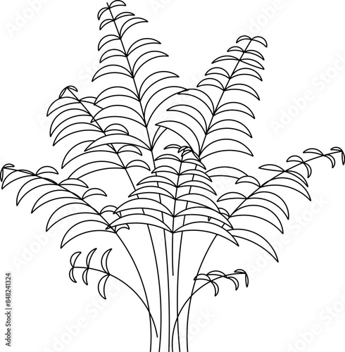 Vector silhouette illustration sketch, detailed artistic tree plant design for completeness of the image