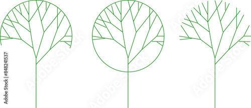 Vector silhouette illustration sketch, detailed artistic tree plant design for completeness of the image