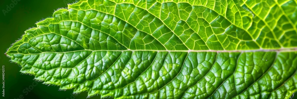 Fototapeta premium Detailed close up of green leaf veins revealing intricate and mesmerizing patterns