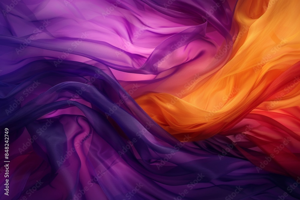 Obraz premium Vibrant flowing fabrics in purple, orange, and blue hues