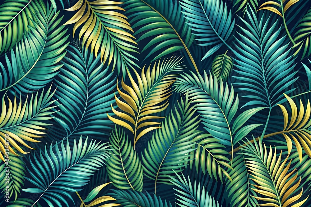 Palm tree leaves seamless pattern with copy space Palm tree leaves seamless pattern with copy space