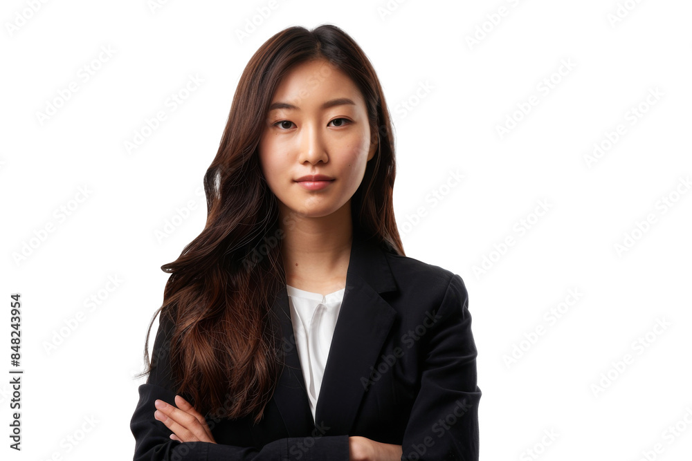 Portrait of beautiful confident young Asian businesswoman, successful manager isolated on transparent background. Portrait of beautiful confident young Asian businesswoman, successful manager isolated on transparent background.