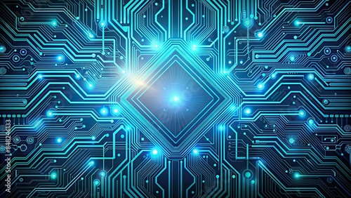 Abstract background of circuit board with geometric lines and electronic circuits, technology, digital