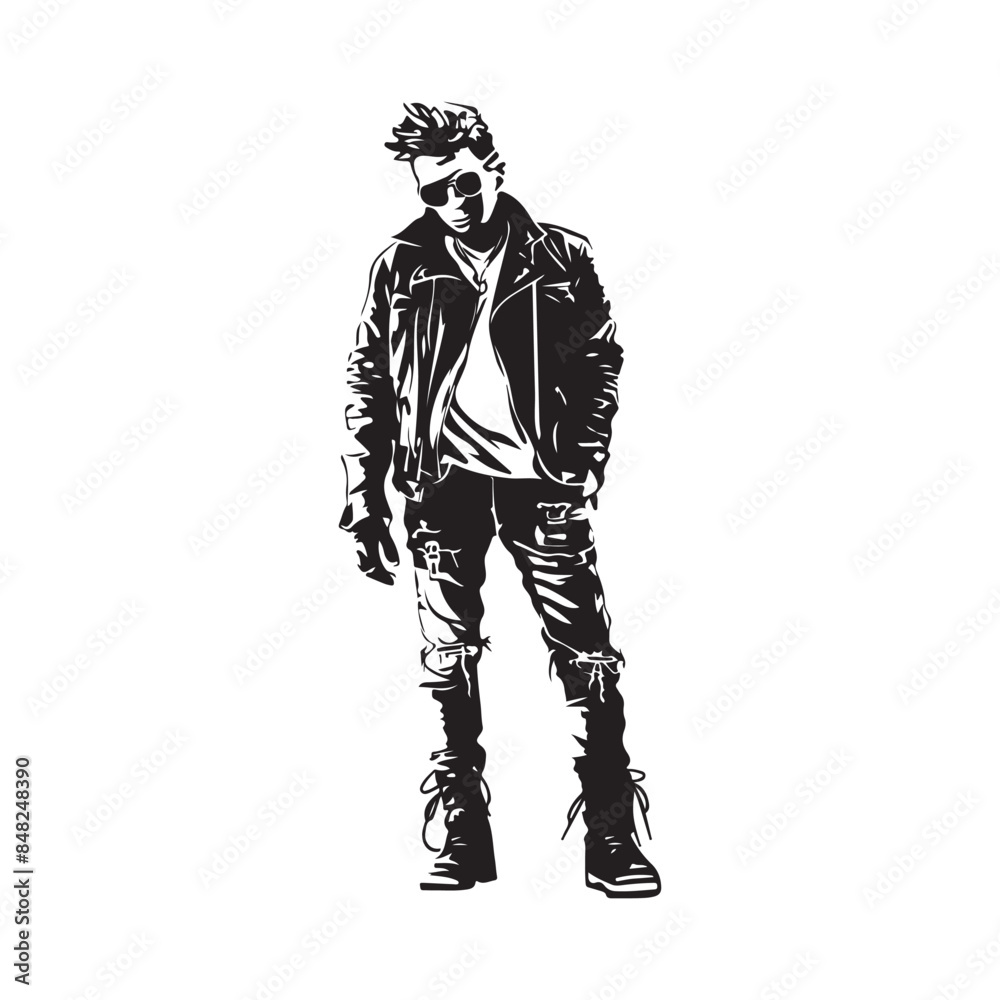 Punk Rock Style Images vector. Punk Rock Male Fashion Illustration Punk Rock Style Images vector. Punk Rock Male Fashion Illustration