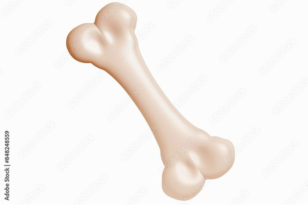 High-quality image of a single realistic 3D bone on a white background, suitable for medical or educational purposes High-quality image of a single realistic 3D bone on a white background, suitable for medical or educational purposes
