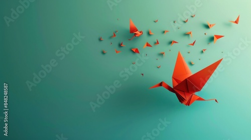 An abstract vector illustration represents paper freedom through origami art photo