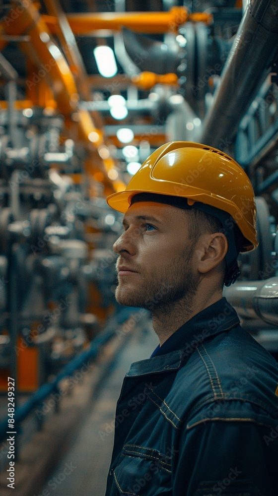 Engineer in a hard hat inspecting machinery in an industrial facility with pipes and valves 8K , high-resolution, ultra HD,up32K HD Engineer in a hard hat inspecting machinery in an industrial facility with pipes and valves 8K , high-resolution, ultra HD,up32K HD
