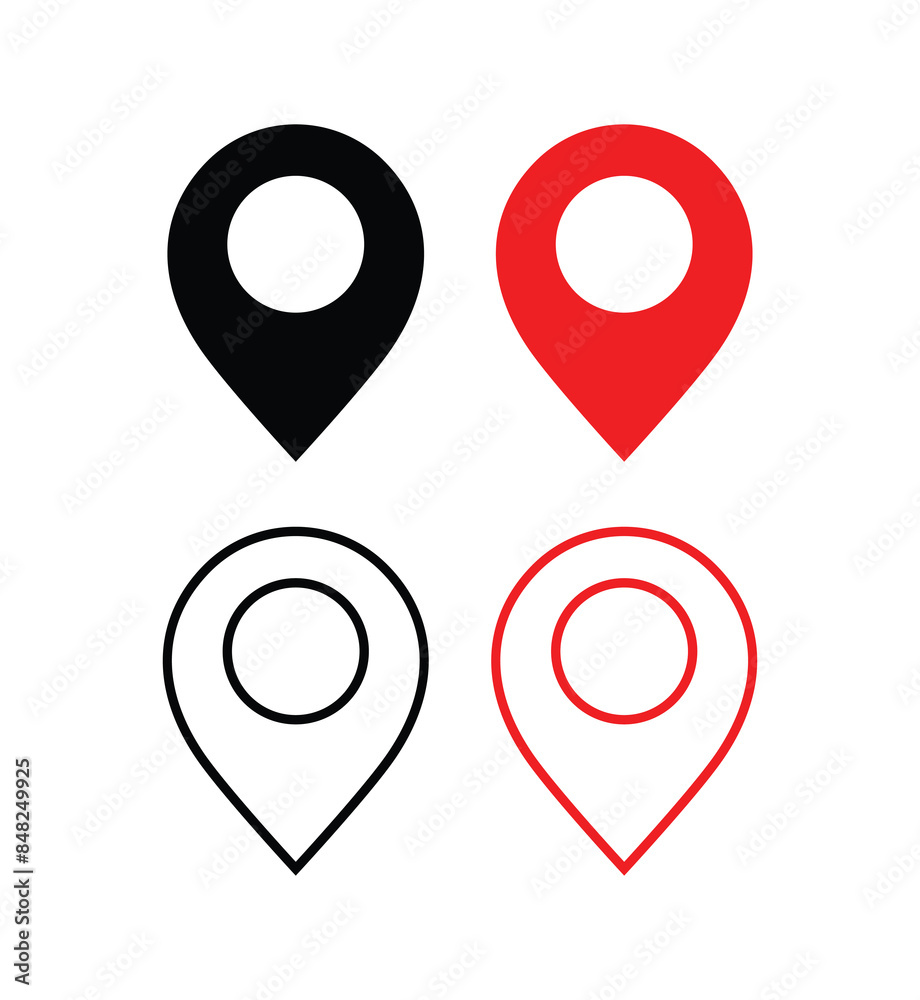 Vector Location pin icon Set.
Vector Location pin icon Set.