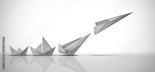 Innovation And Breakthrough Progress as a Business Development Concept and growth strategy or taking off success as a motivational metaphor for adaptation and freedom
