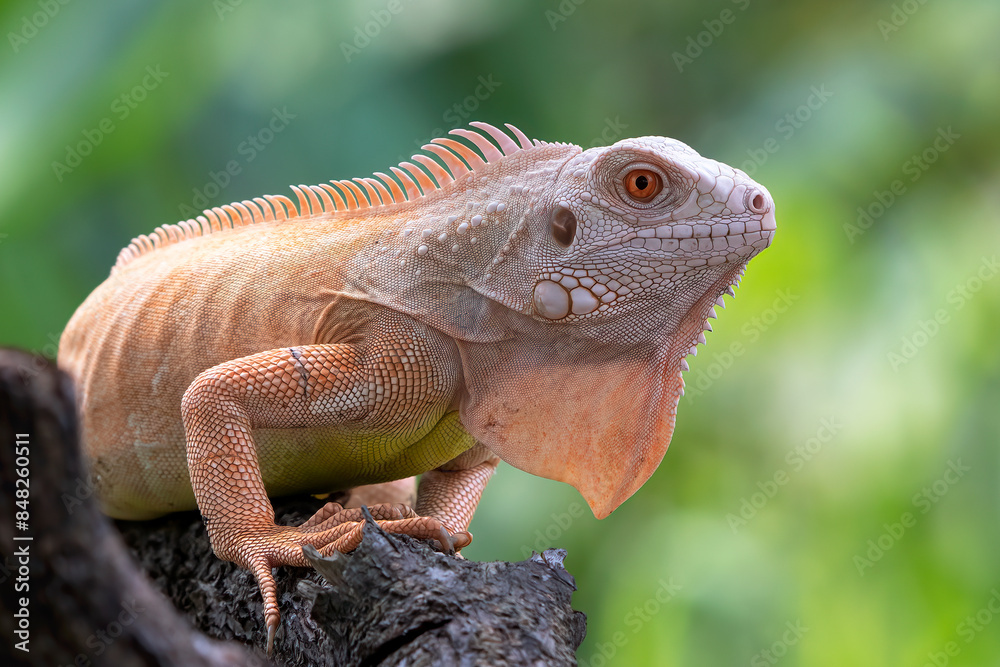 Obraz premium Albino iguana ( iguana iguana ) on a tree branch