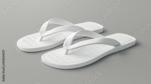 Wallpaper Mural A 3D rendering presents a mockup of blank white beach slippers from a side view isolated These empty flipflop rubber sandals are ideal for summertime vacation ready for branding or Torontodigital.ca