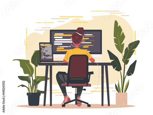 white background, A finance leader analyzing competitor financial data., very simple and isolate in the style of animated illustrations, white background