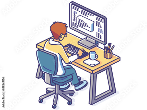 white background, A finance leader analyzing competitor financial data., very simple and isolate in the style of animated illustrations, white background