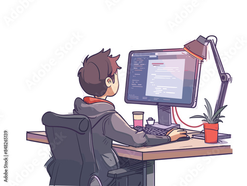 white background, A finance leader analyzing competitor financial data., very simple and isolate in the style of animated illustrations, white background