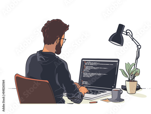 white background, A finance leader analyzing competitor financial data., very simple and isolate in the style of animated illustrations, white background