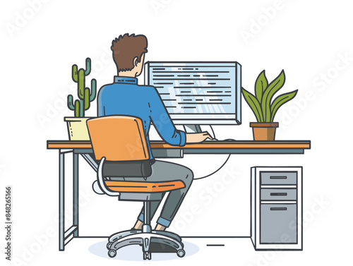 white background, A finance leader analyzing competitor financial data., very simple and isolate in the style of animated illustrations, white background