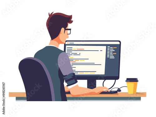 white background, A finance leader analyzing competitor financial data., very simple and isolate in the style of animated illustrations, white background