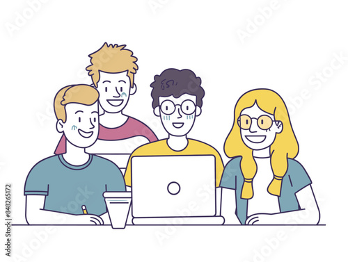 white background, A developer mentoring junior team members., very simple and isolate in the style of animated illustrations, white background