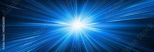 Mystical blue light burst  abstract radiant rays on dark cyan background with golden sparkles