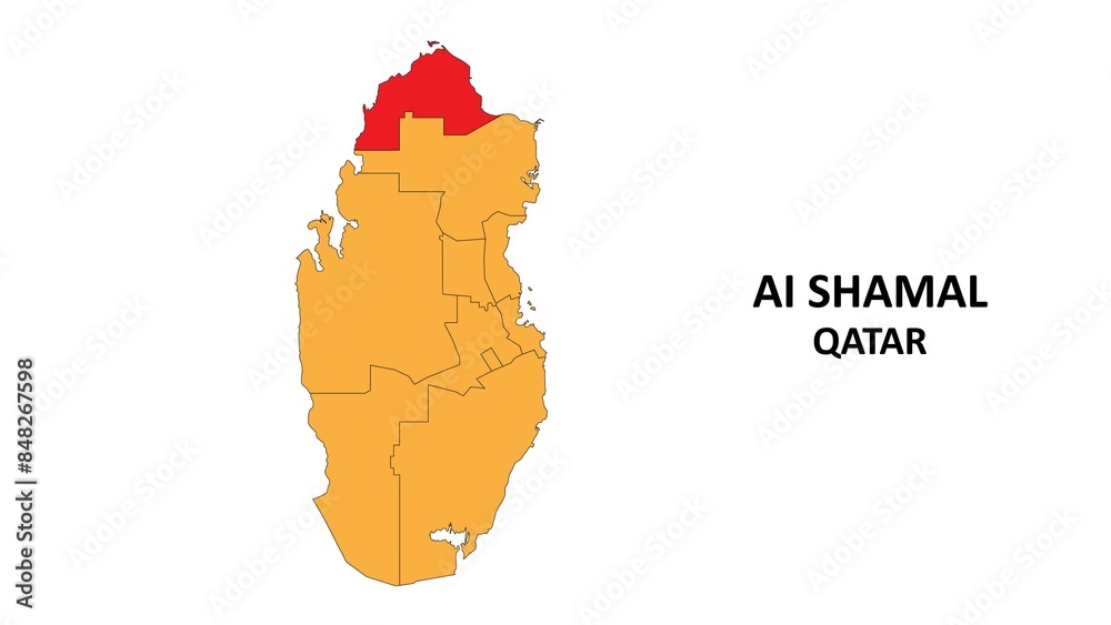 Ai Shamal Map in Qatar. Vector Map of Qatar. Regions map of Qatar ...