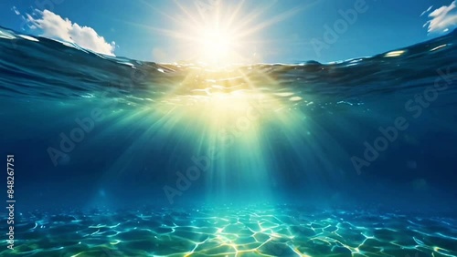 view of sea water. sun light background. smooth short video photo