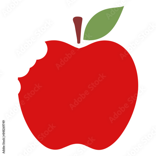 A red apple with a bite taken out of it
