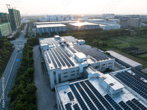 view of solar power panels on rooftop