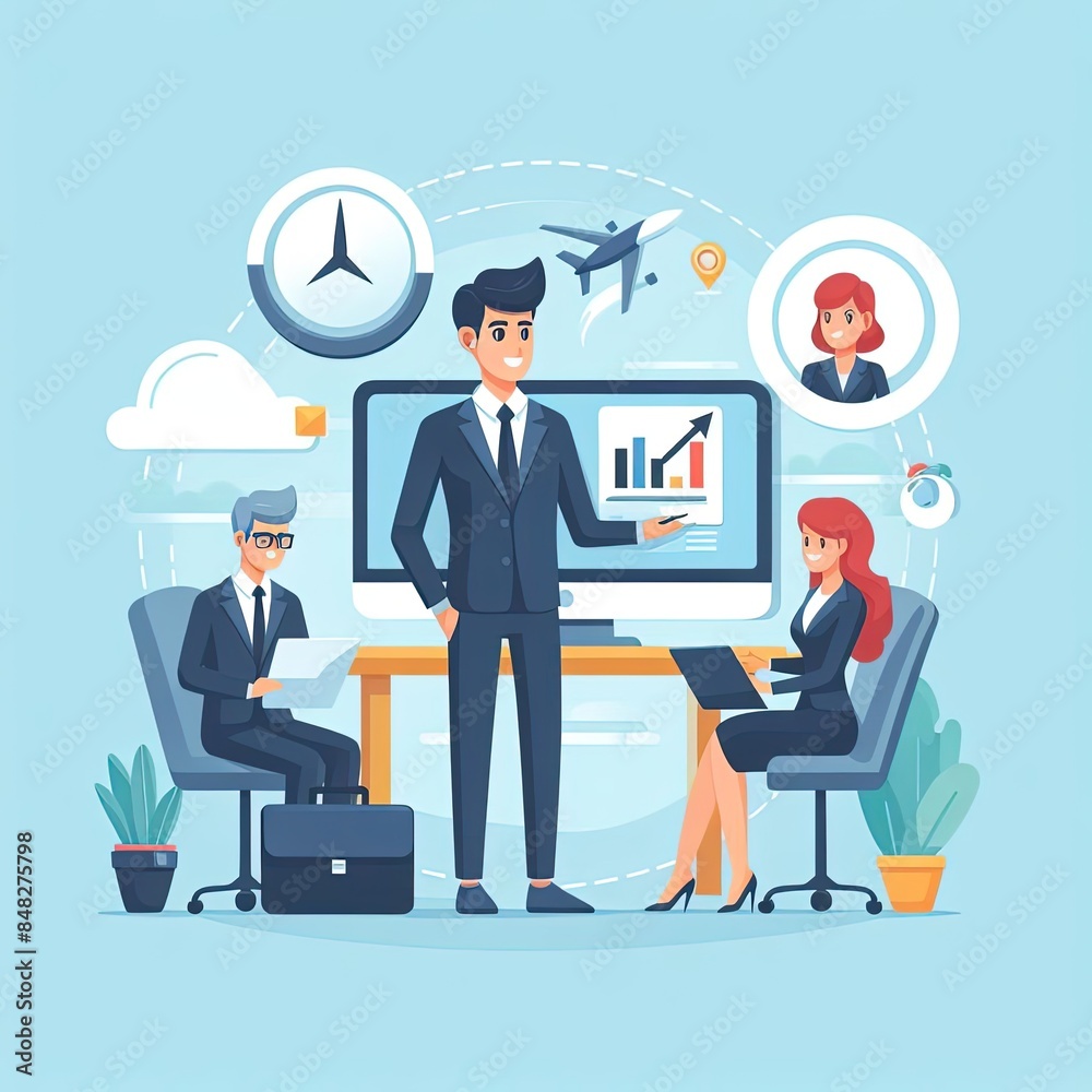illustration business meeting in office